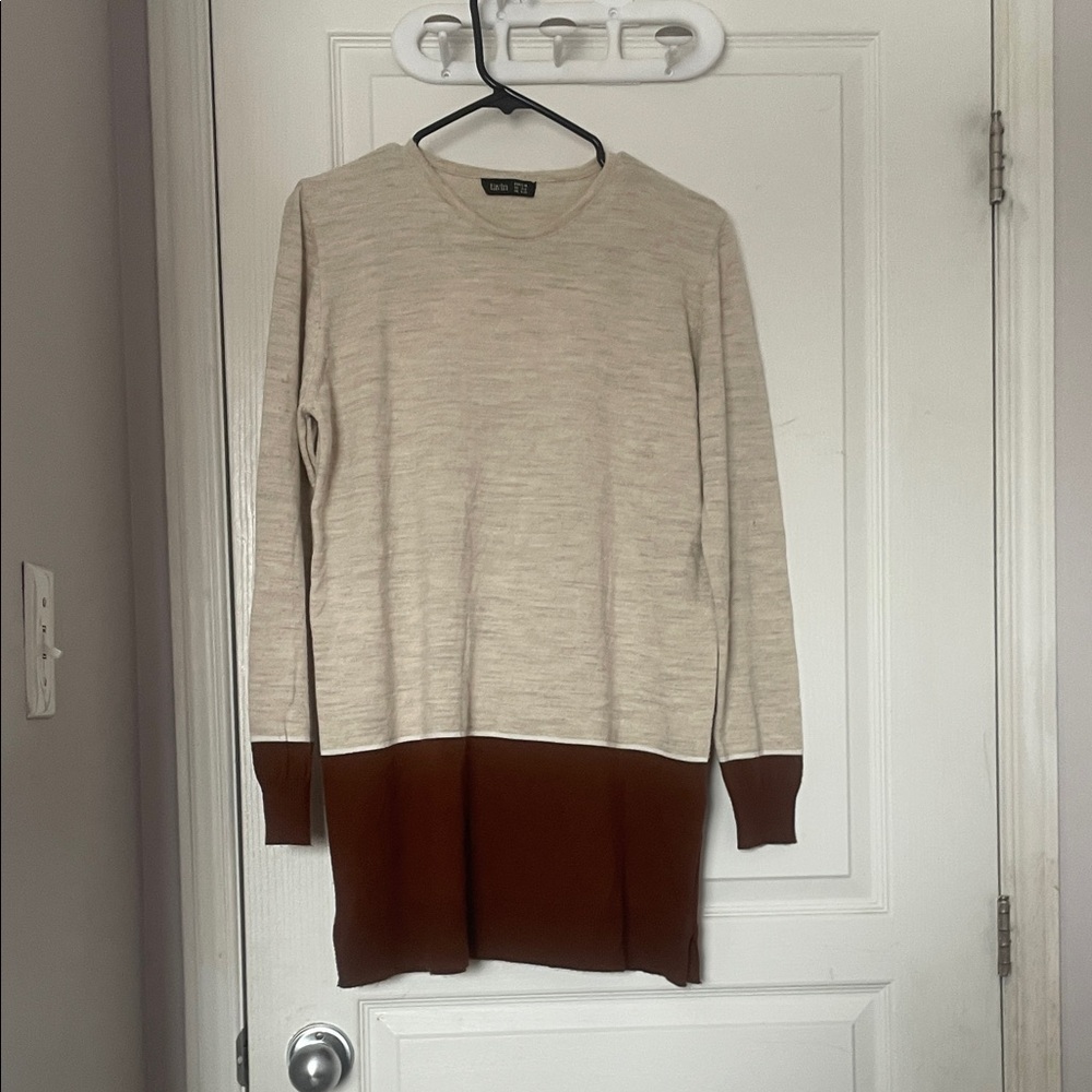 Elegant Beige and Brown Women's Turtleneck Sweater